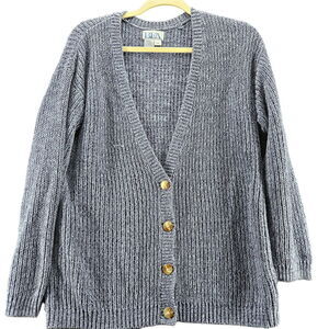 BFA Classics Womens Sweater Blue Size PM 100% Cotton Long Sleeve Button Close